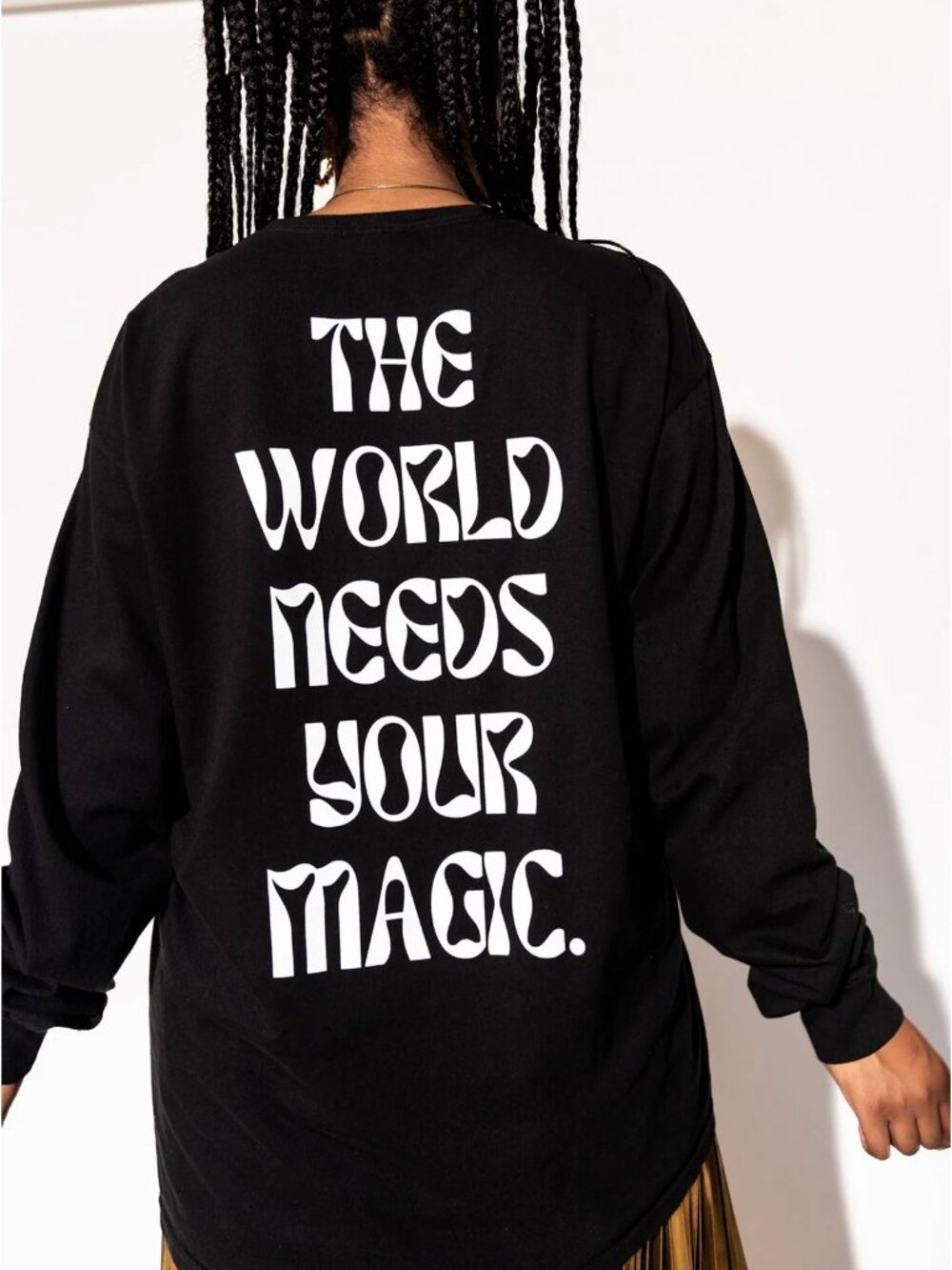 Dressed in Lala The World Needs Your Magic Groovy Oversized Long Sleeve Tee S/M - Picture 5 of 5